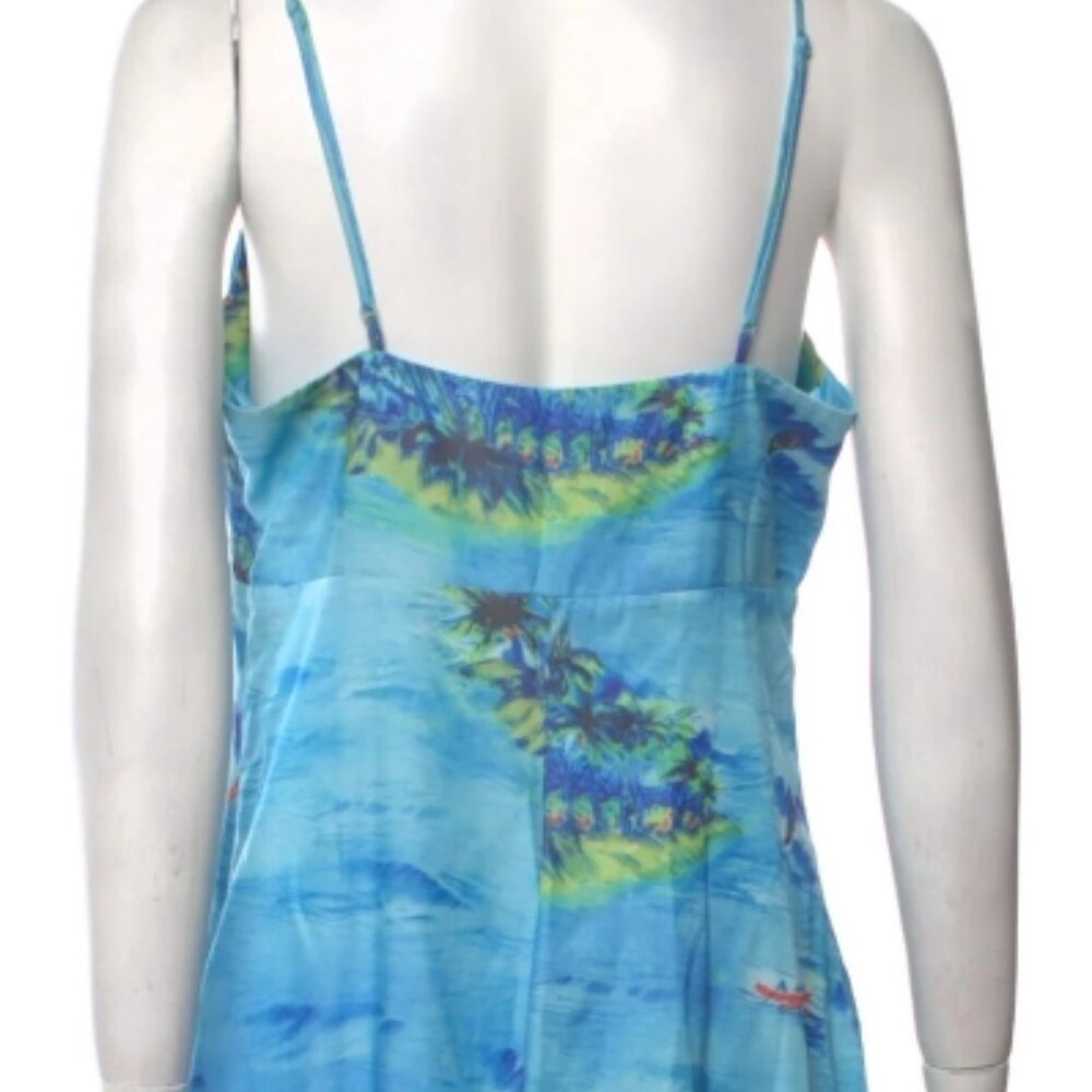 NWOT Staud Bell Island-Print Ruched Empire Waist Mini Dress Blue L $340 - Picture 7 of 8